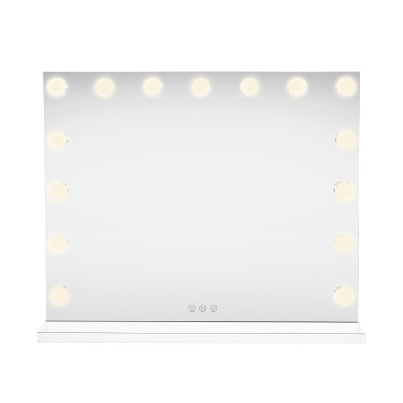 Light Up Hollywood Mirror 15 LED Vanity Makeup Table Wall Touch Screen Dimmable 3 Colour Modes Bluetooth Speaker 2 Charging Ports USB-A & USB-C Microfibre Cleaning Cloth 10 x Magnification Mirror