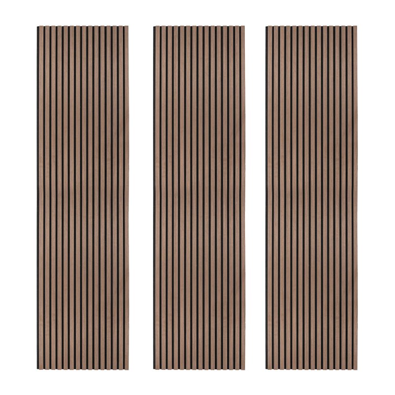 Acoustic Slat Wall Panels x 3 - Dark Walnut