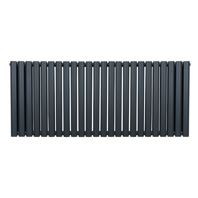 Oval Column Radiator 600mm x 1440mm Modern Designer Double Panel Central Heating Heater Matt Anthracite Grey Carbon Steel Horizontal Kitchen Living Room FREE Cleaning Brush Fixing Kit & Brackets