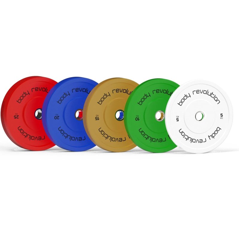 Body Revolution Olympic Bumper Plates Colour 80kg SET 2x5kg 2x15kg 2x20kg