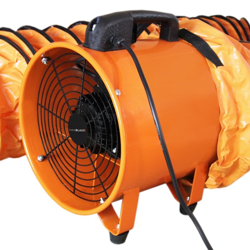 Dust Extractor Ventilation Fan 300mm Portable 6m Duct Hose Workshop Fume Air Blower Industrial PVC Ducting Ventilator