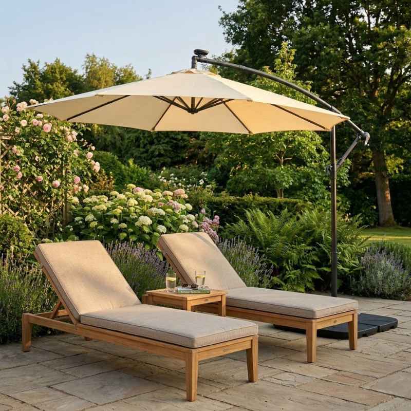 Cantilever Parasol 3m With Square Base - Cream