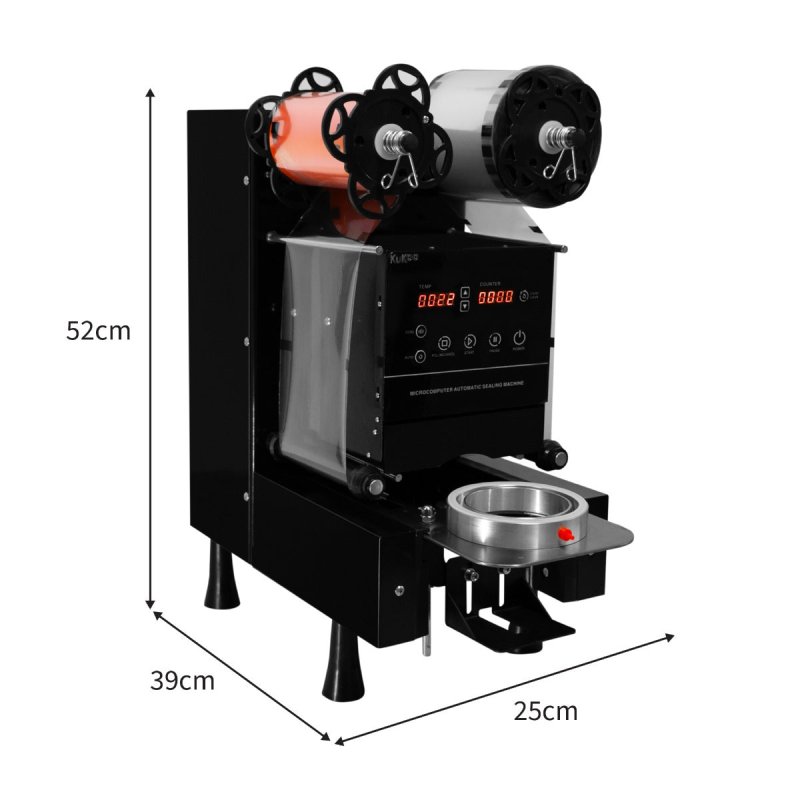 Automatic Cup Sealing Machine 500W & Bubble Tea Shaker Double Frame 400 r/min 350 - 1000ml Timer 6 - 120 Seconds 500-650 Cups/H Plastic Paper 90/ 95mm Diameter FREE Film Roll & 2 700ml Plastic Shakers