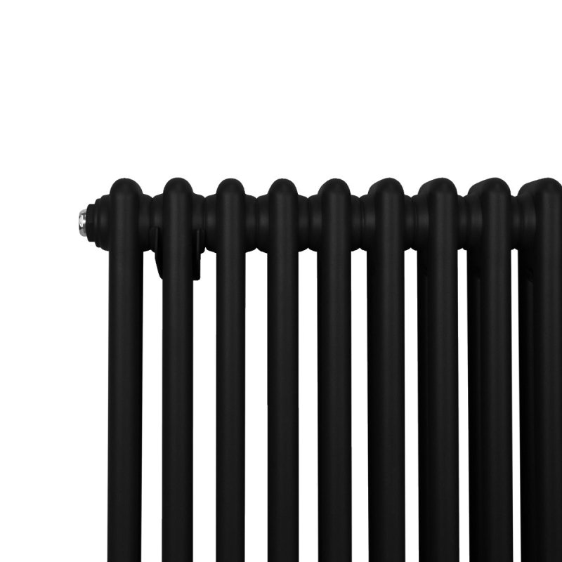 Traditional 2 Column Radiator 1500mm x 562mm Modern Central Heating Heater Matt Black Carbon Steel Vertical Wall Mounted Kitchen Living Room Bathroom Cleaning Brush Fixing Kit & Brackets
