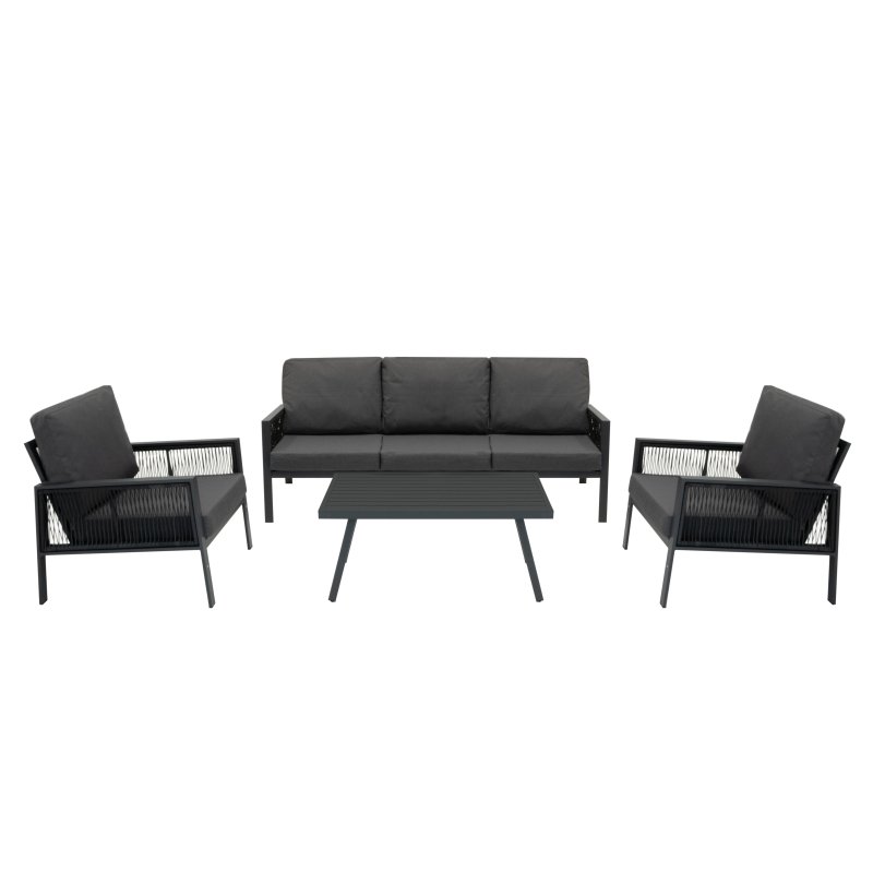 Anthracite 4 Piece Sofa Set With Black Parasol & Base