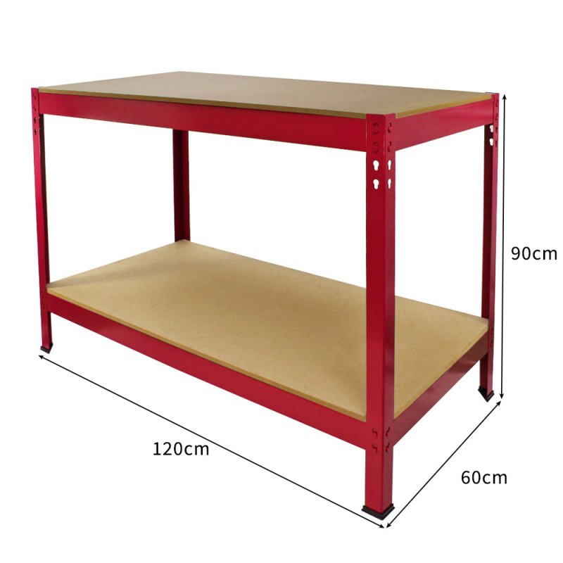 Work Bench Garage Table / Metal Storage Shelving DIY Tools Heavy Duty Workbenches Workshop Shed / 2 Shelves 90cm x 120cm x 60cm