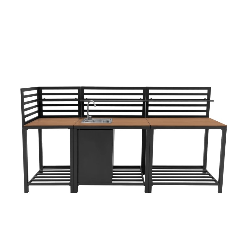Aluminium & Wood Outdoor 3pc Kitchen Set