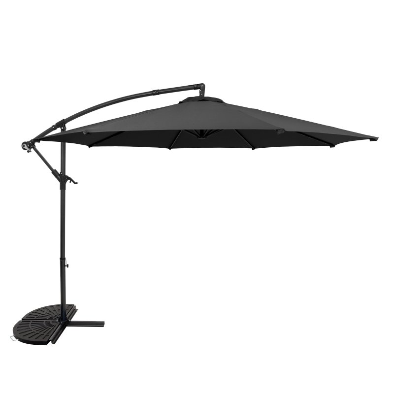 Cantilever Parasol 3m With Half Fan Base - Grey