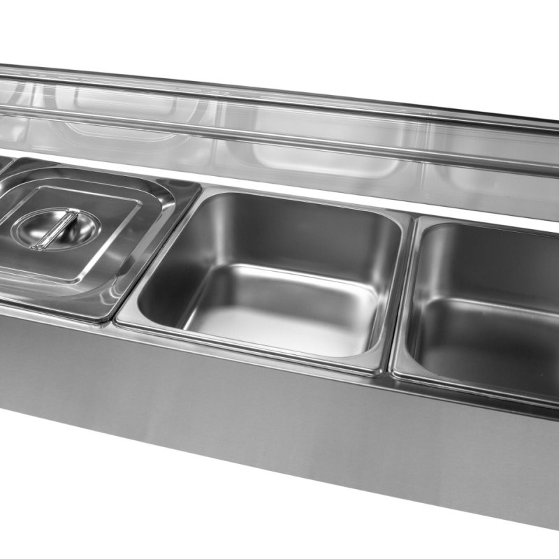 KuKoo Wet Well Catering Bain Marie Food Warmer Display, 5 Pan, 1/2 GN, 1.5kW, Stainless Steel
