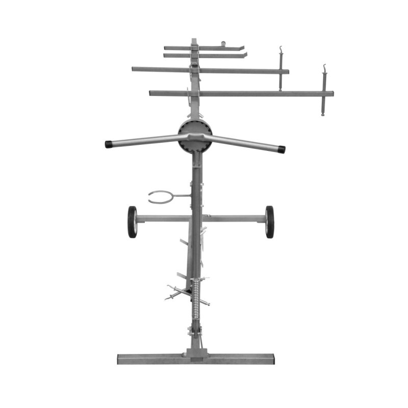 Rotating Paint Panel Stand Large Panelstand Rack Body Shop Car Repair Garage Mobile Wheels 180 Degree Rotation 300kg Load Capacity 6 Arms 4 x Hooks & 2 x Extra Long Bars Stable Sturdy Steel Silver