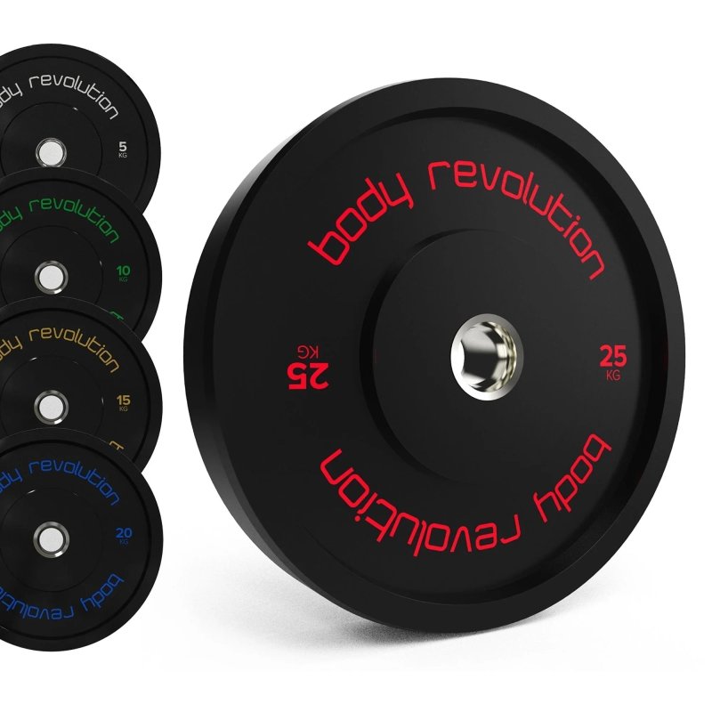 Body Revolution Olympic Bumper Plates Black 100kg SET 2x5kg 2x10kg 2x15kg 2x20kg