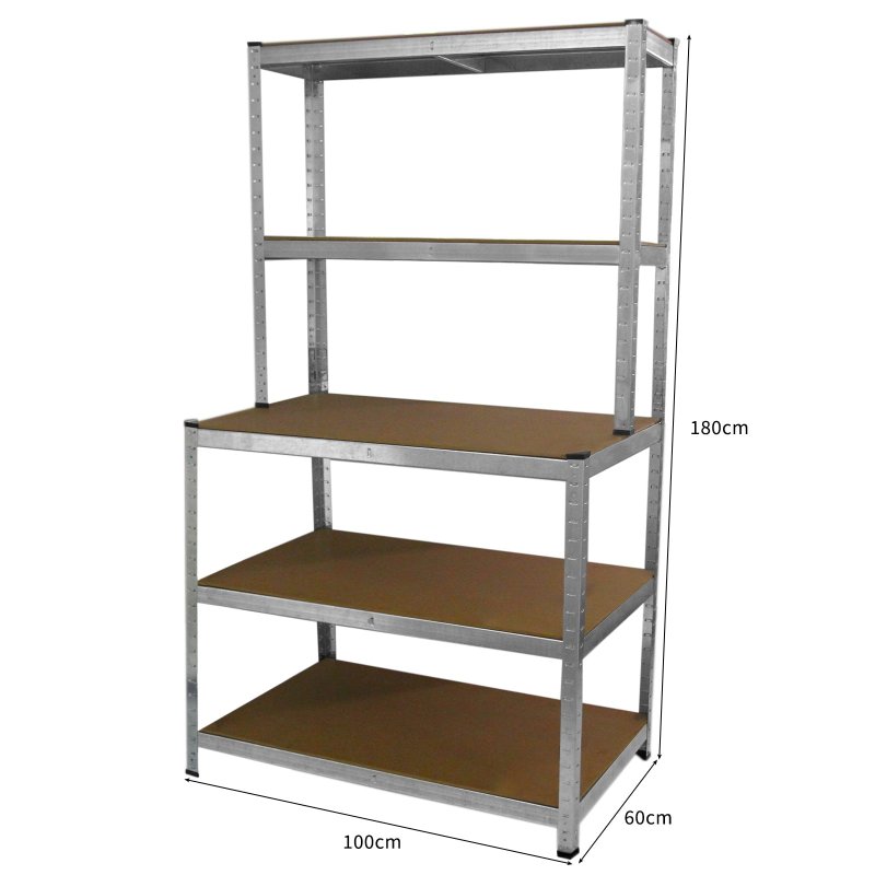 Galvanised Workbench Shelving Unit Rack Workshop Shed Heavy Duty Boltless Garage Galwix Steel Racking 900kg / Rubber Mallet