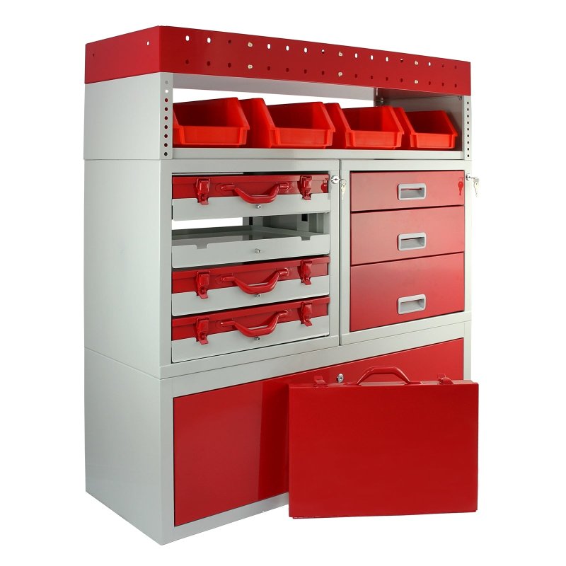 Monster Racking Flame Metal Van Racking Tool Storage Units Shelves Red, Steel Shelving Bays & Drawers