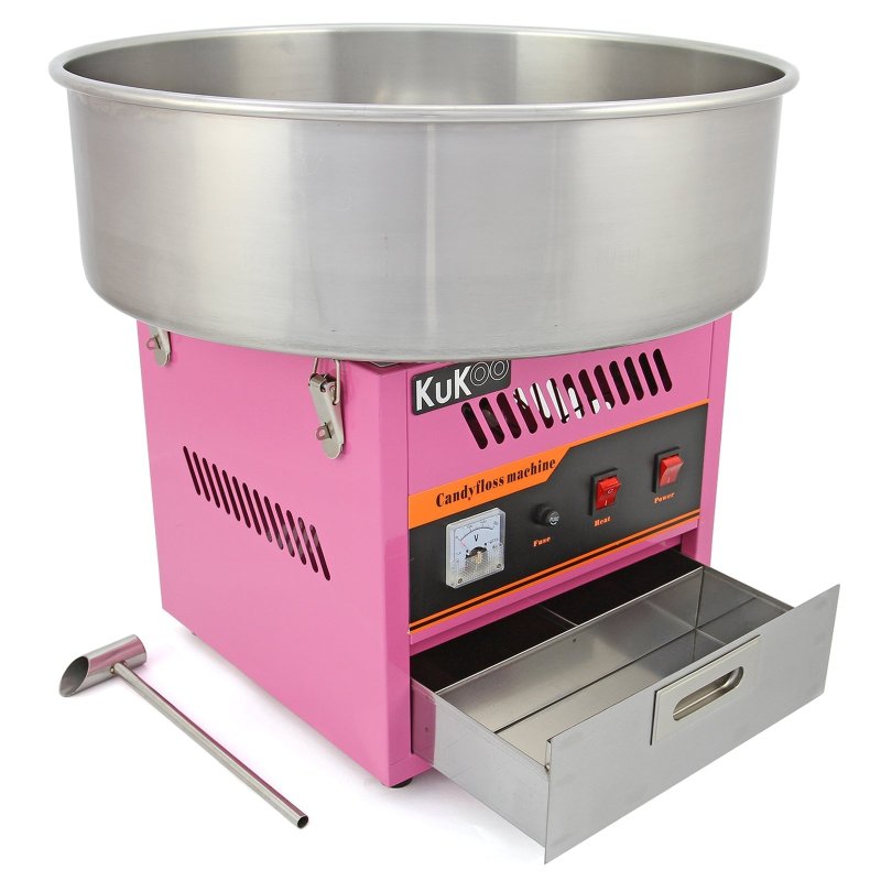 Cotton Candy Floss Machine Electric Retro Carnival Funfair Style Maker Kids Party Movie Night Sweet Gift Candyfloss Stainless Steel Hinged Bowl Thermostat