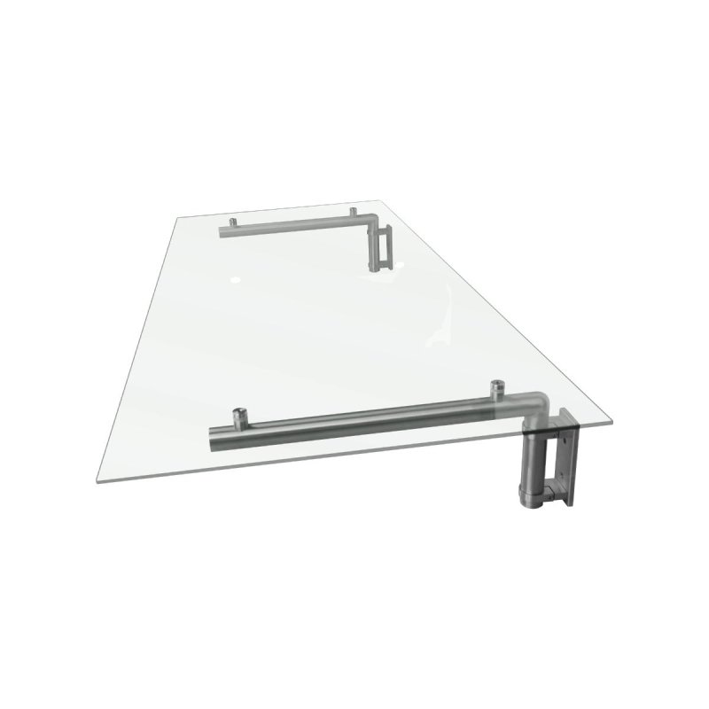 MonsterShop 1200 x 800mm Glass Canopy, 4 Stainless Steel Brackets, Front/Back Door Porch Shelter