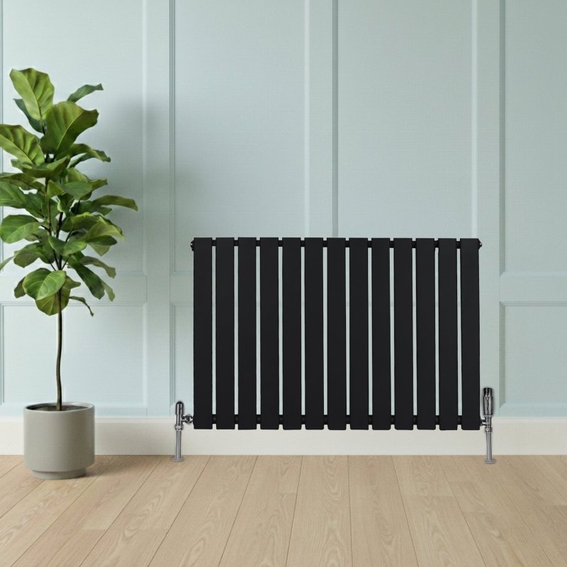 Flat Single Column Radiator - 600 x 910mm - Black