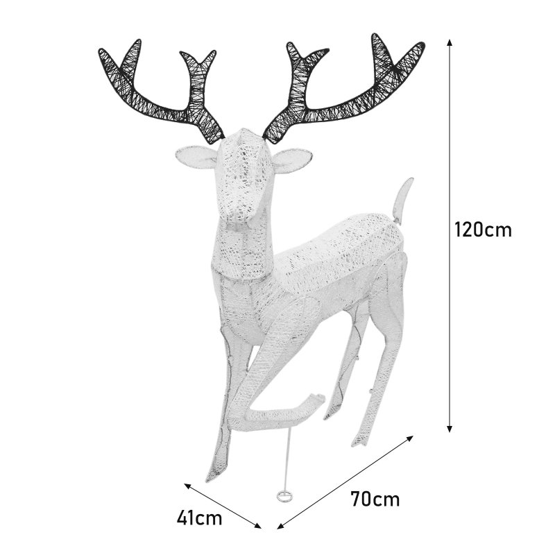 Outdoor Reindeer Christmas Light Up Decorations Standing Stag Garden Xmas Decoration Figure with 200 Cool White LED Lights Indoor Outdoor Use