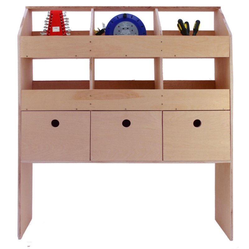Monster Racking Wooden Van Rack System / 6 Pigeon Hole & 3 Drawers Plywood Shelving / 102cm x 120cm x 30cm, Plywood
