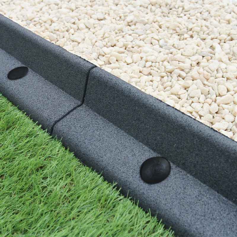 Flexible Lawn Edging Garden Border Grass Pathways Path Edge Vegetable Plot Flowerbed Raised Borders Rubber Artificial Grass Grey | Pack of 20 x 1.2m