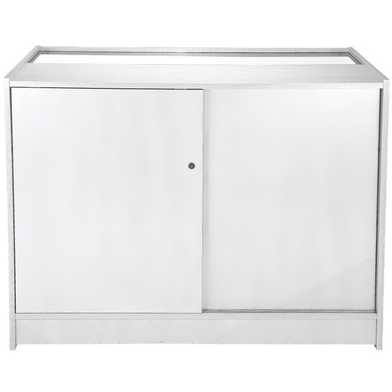 MonsterShop Pegasus Shop Counters Set & Glass Retail Showcase Cabinet Display, Brilliant White UV Protect, Melamine MDF