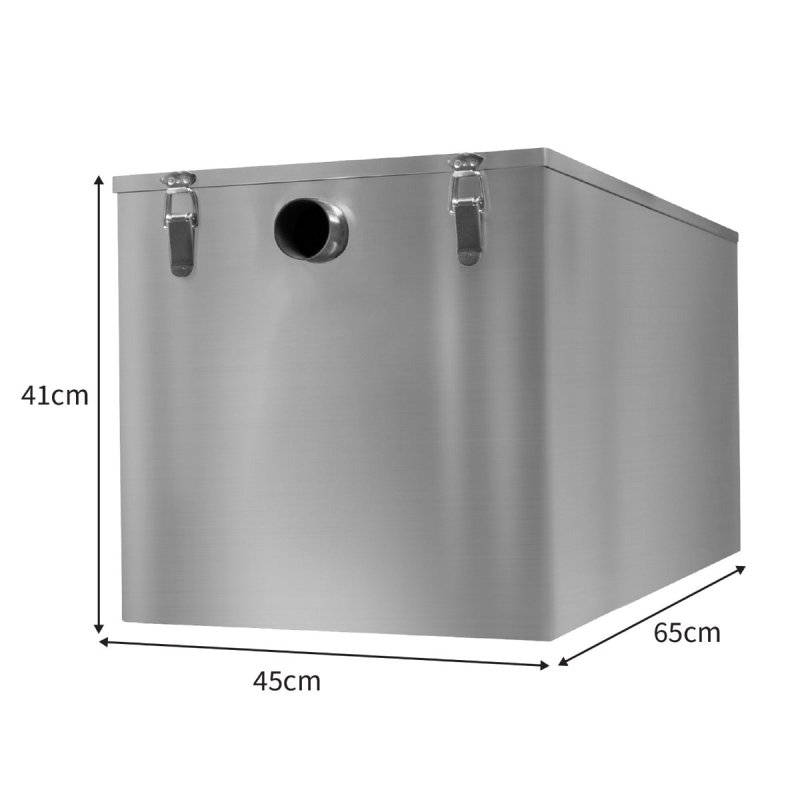 Commercial Grease Trap 120L Under Sink Interceptor 18KG Stainless Steel Waste Fat Oil Water Separator Filter Restaurant Kitchen Takeaway Hotel Cafe 50mm Inlet Outlet Compact 41cm H x 45cm W x 65cm D