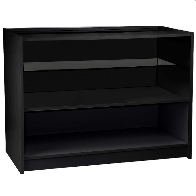 MonsterShop Gemini Retail Display Shop Counters Set & Glass Showcase Cabinet Units, Black