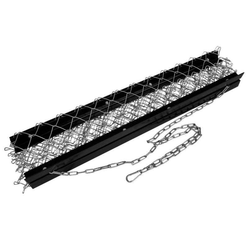 Drag Harrow 4ft Wide x 5ft Long 2.4m / 8ft Chain Snap Hooks ATV UTV Tractor Lawn Rake Levelling Drag Mat Q235 Steel 3mm Thick Adjustable Front Tray Garden Gravel Agriculture Farming Field Landscaping