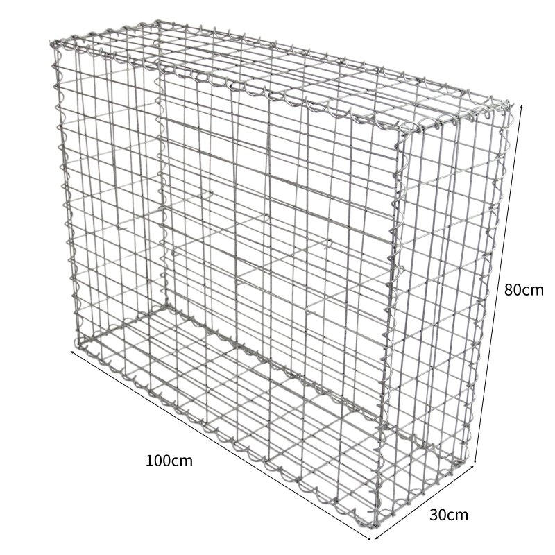 Gabion Baskets Cages Mesh Wire Galvanised Steel Outdoor Stone Basket Spiral Retaining Wall Planter Garden / 100 x 80 x 30cm / 2 Pack