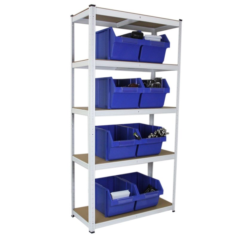 Monster Shop Garage Shelving Units 5 Tier Racking Storage Warehouse Bays Industrial Heavy Duty Boltless Steel Shelves