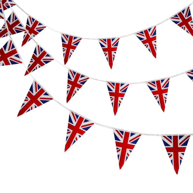 2 x Union Jack Flag Bunting - 10m Durable Fabric - British Decor, Perfect for Indoor/Outdoor Events, Royal Celebrations & National Holidays