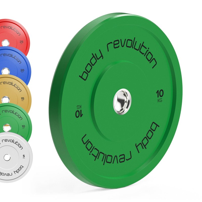 Body Revolution Olympic Bumper Plates Colour 100kg 2x5kg 2x10kg 2x15kg 2x20kg
