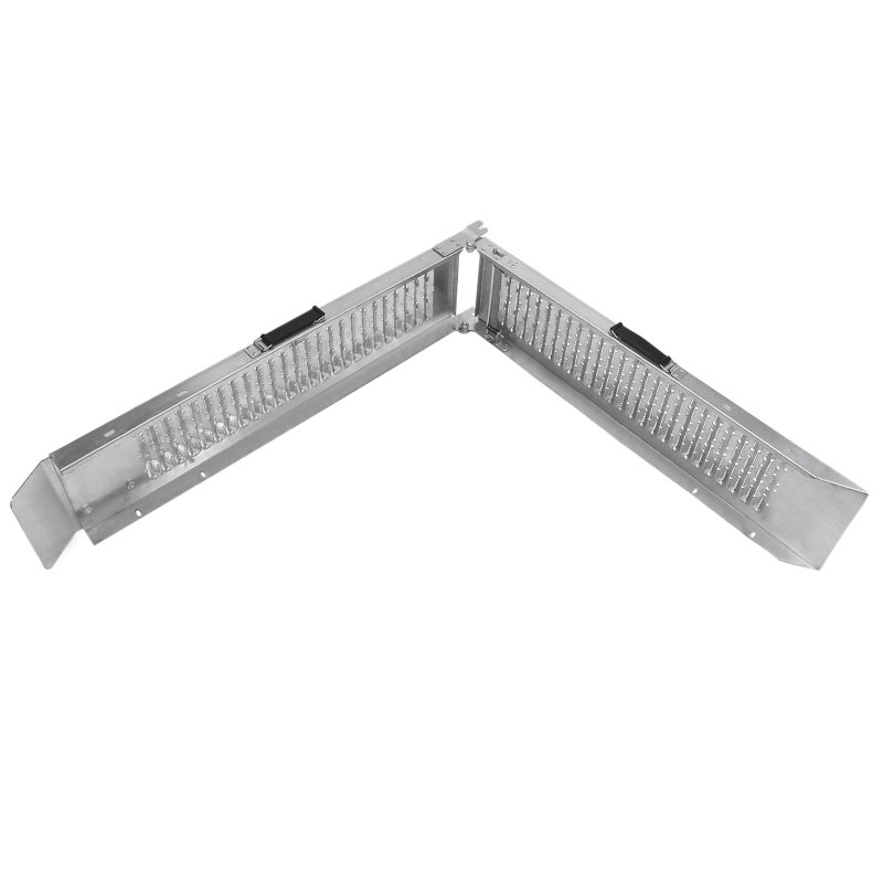 Ramp Foldable Loading Motorbike Motorcycle Folding Van Steel Trailer Heavy Duty ATV Portable Truck Track Day 200Kg Capacity Quad Bike Car Lawn Mower Scooter Non-Slip Silver| Free Ratchet Strap