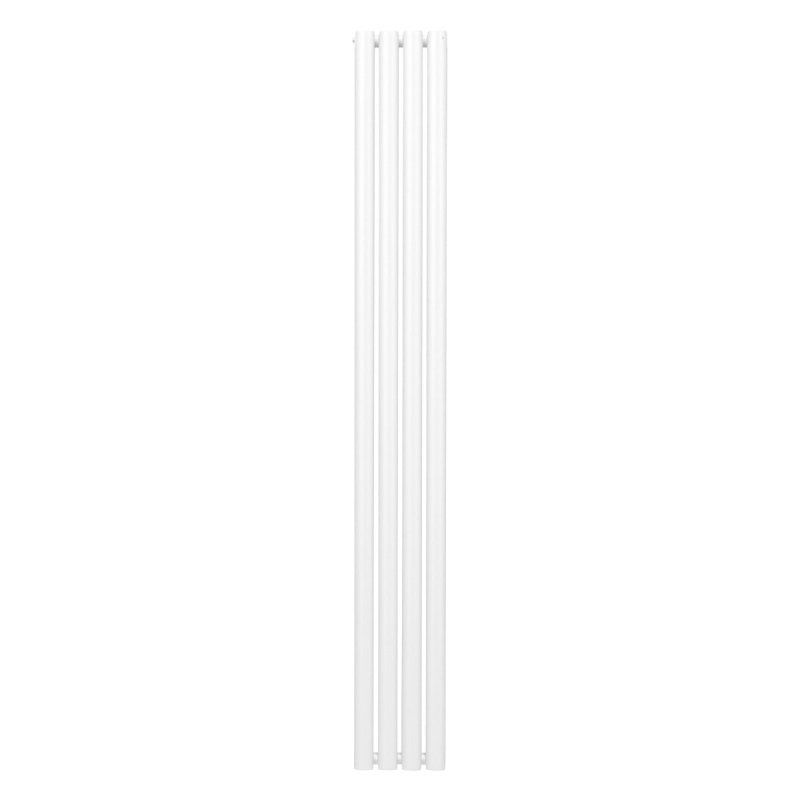 Oval Column Radiator 1800mm x 240mm Modern Designer Double Panel Central Heating Heater Gloss White Carbon Steel Vertical Kitchen Living Room Bathroom FREE Cleaning Brush Fixing Kit & Brackets