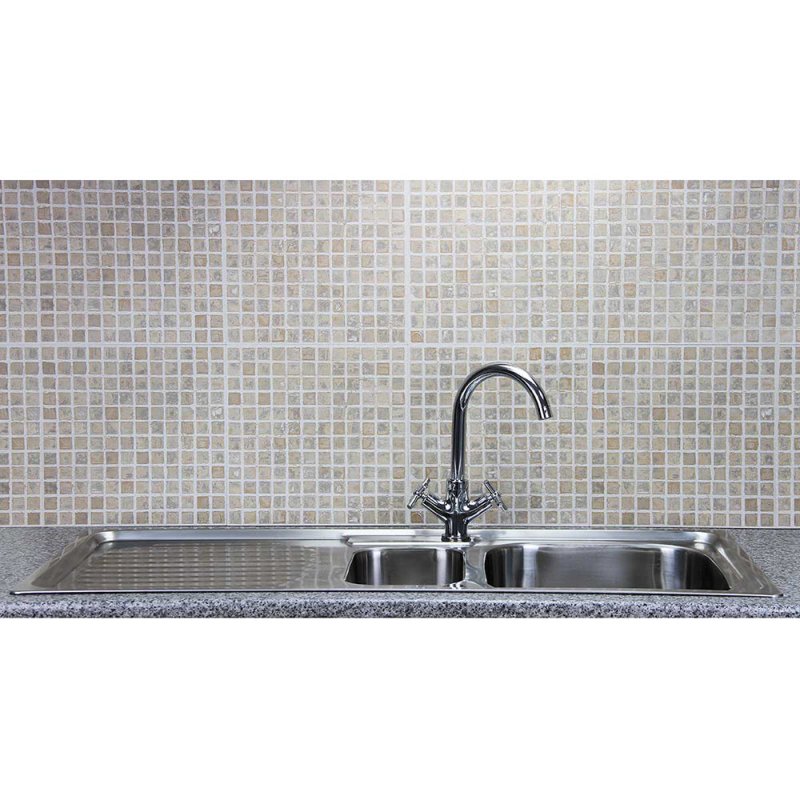 KuKoo Stainless Steel Kitchen Sink Basin & Victoria Tap, Reversible, 105cm x 18cm x 50cm