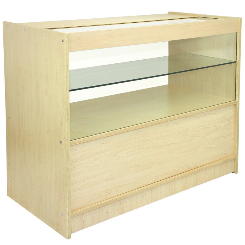 MonsterShop Solar Shop Counters Set & Glass Retail Showcase Cabinet Display, Maple, Melamine MDF