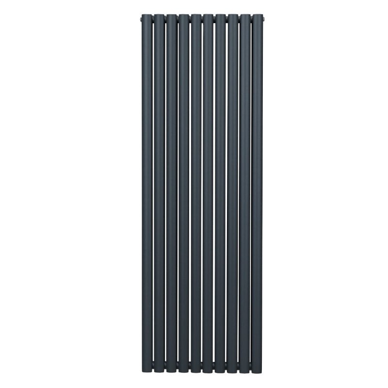 Oval Column Radiator 1800mm x 600mm Modern Designer Double Panel Central Heating Heater Matt Anthracite Grey Carbon Steel Vertical Kitchen Living Room FREE Cleaning Brush Fixing Kit & Brackets