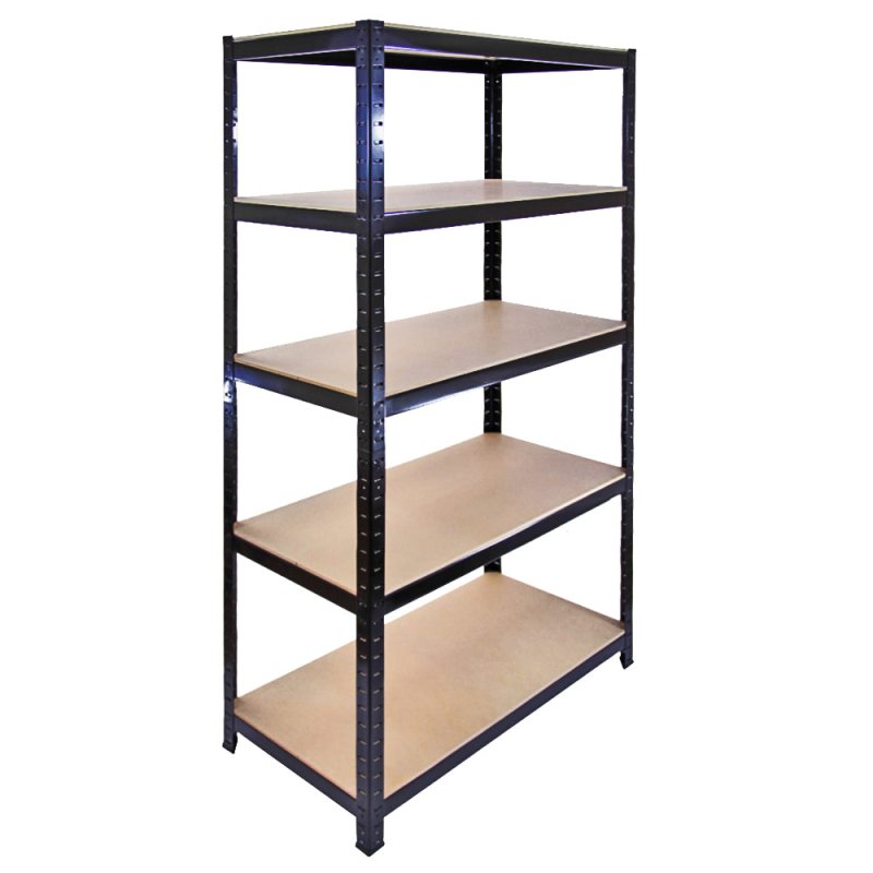 5 x 90cm Black Warehouse Storage Bays / Garage Shed Shelving / Utility Rack + FREE Rubber Mallet