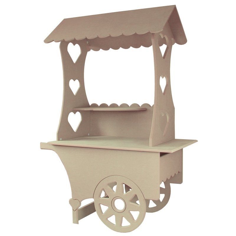 KuKoo Mini Candy Cart, Wedding Favours Sweet Stall Birthday Christening, MDF Table Wood Stand
