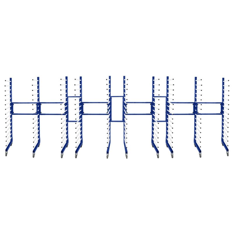 5 Spray Drying Rack Trolleys Bundle 15 Layers, 25kg Capacity per Layer, 4 x 2-Way Connectors, Adjustable Width, Heavy-Duty Castor Wheels, Powder-Coated Steel Design