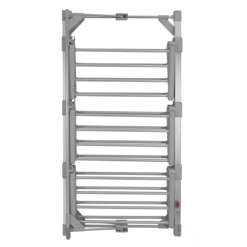 Electric Heated Clothes Airer 3 Tier 21m Dryer Rack 15kg Capacity 50-55c 220W Indoor Foldable Portable Horse 6 Shelves 24 Rails Energy Efficient Fast Dry Zip Up Dust Proof Cover & 6 Clip Peg Hanger