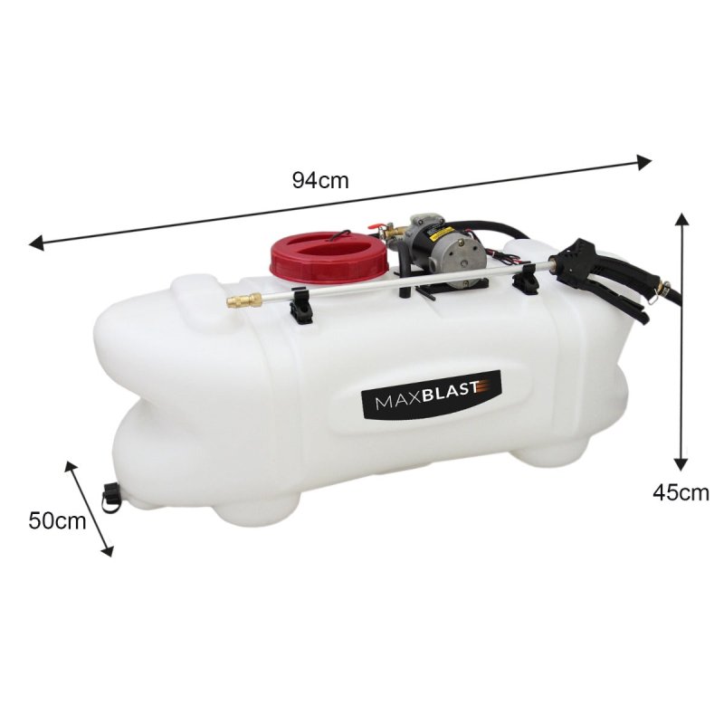 ATV Trailer 295kg Tipping & Sprayer with 6 Nozzle Boom 100L 12V Garden Quad Bike Tractor Farm Mower Agriculture Fertilizer Crops Weeds Heavy Duty Off-Road Tyres Accessories