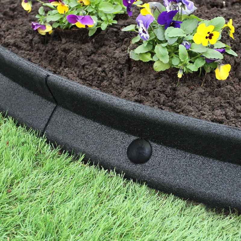 Flexible Lawn Edging Garden Border Grass Pathways Path Edge Vegetable Plot Flowerbed Raised Borders Rubber Artificial Grass Black | Pack of 24 x 1.2m