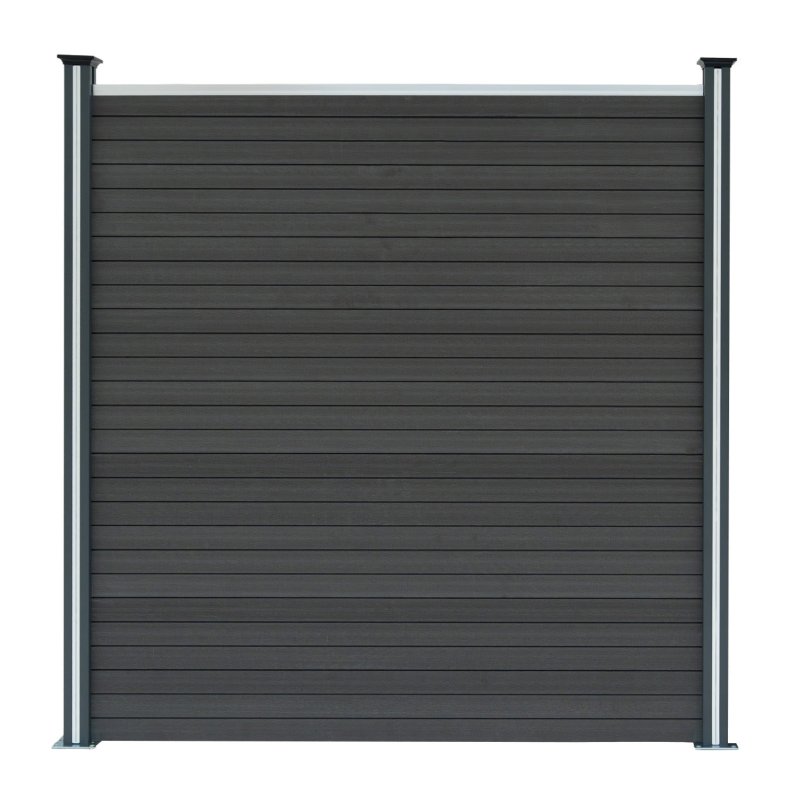 Composite Fence Panel x 8 & LED Posts x 9 - Grey