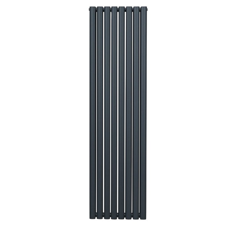 Oval Column Radiator 1800mm x 480mm Modern Designer Double Panel Central Heating Heater Matt Anthracite Grey Carbon Steel Vertical Kitchen Living Room FREE Cleaning Brush Fixing Kit & Brackets