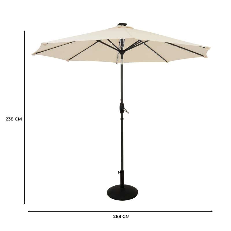 Round Picnic Table + Cream Parasol Bundle