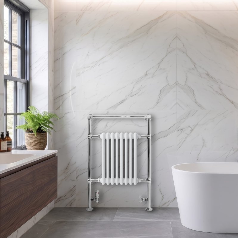 Traditional Heated Towel Rail Radiator - 950mm x 660mm - White