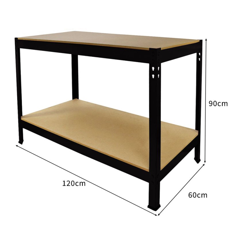 Work Bench Garage Table / Metal Storage Shelving DIY Tools Heavy Duty Workbenches Workshop Shed / 2 Shelves 90cm x 120cm x 60cm