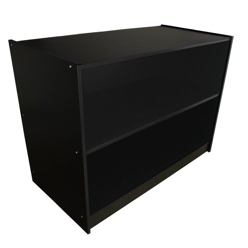 Retail Shop Counter Till Block Product Showcase Display Storage Cabinet Shelves Black - A1200