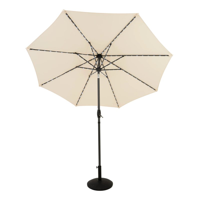 Round Picnic Table + Cream Parasol Bundle