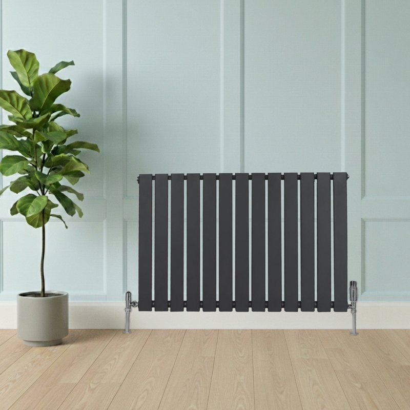 Flat Single Column Radiator - 600 x 910mm - Anthracite Grey